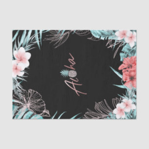 Rose Gold Tropical Pineapple Botanical Aloha Luau Tissue Paper