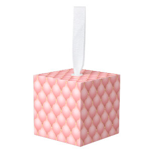 Rose Gold Tufted Cube Ornament