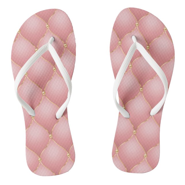 Rose Gold Tufted Flip Flops (Footbed)