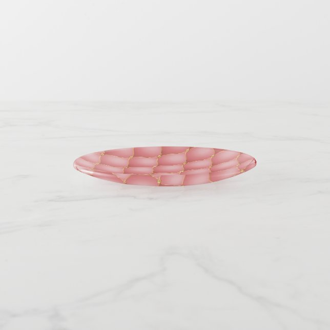 Rose Gold Tufted Trinket Tray (Angled)
