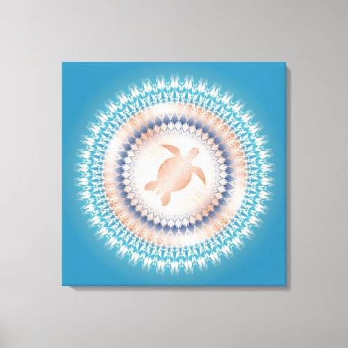 Rose Gold Turquoise Sea Turtle And Mandala Canvas Print