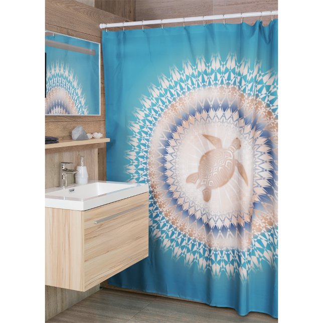 Rose Gold Turquoise Turtle Mandala Shower Curtain (Creator Uploaded)