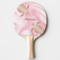 Rose Gold Turtle Blush Marble Monogram Your Name  Ping Pong Paddle