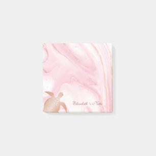 Rose Gold Turtle Blush Marble Monogram Your Name Post-it Notes