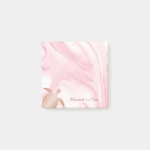 Rose Gold Turtle Blush Marble Monogram Your Name Post_it Notes