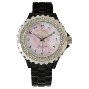 Rose Gold Turtle Pink Marble Ink Watch