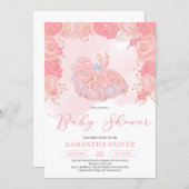Rose gold tutu dress blush floral Baby Shower Invitation (Front/Back)