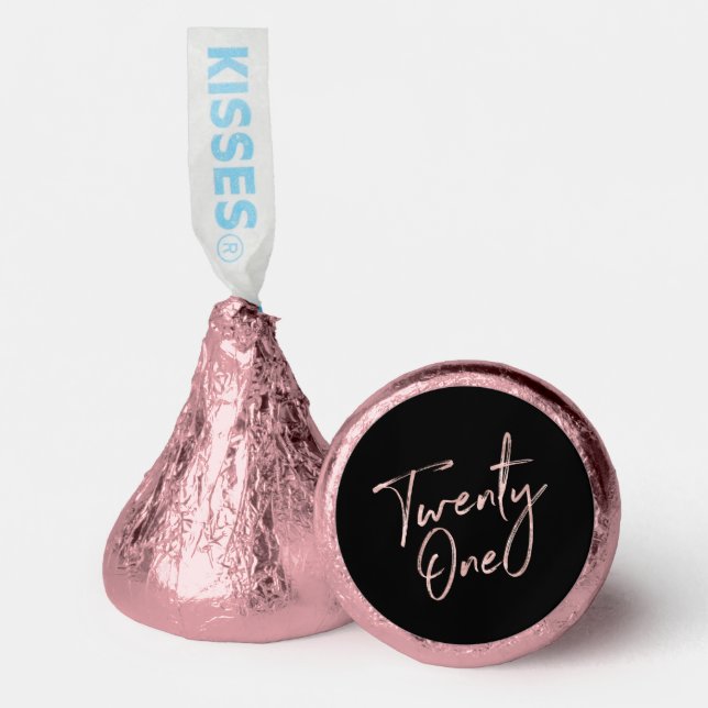 Rose gold Twenty One Lettering 21st Birthday Hershey®'s Kisses® (Front)