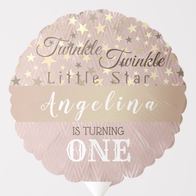 Rose Gold Twinkle Star 1st Birthday  Balloon (Front)