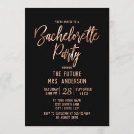 Rose Gold Typography Bachelorette Party Invitation