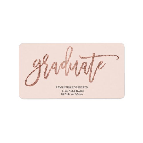 Rose gold typography blush pink graduation label