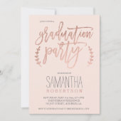 Rose gold typography blush pink graduation party invitation (Front)