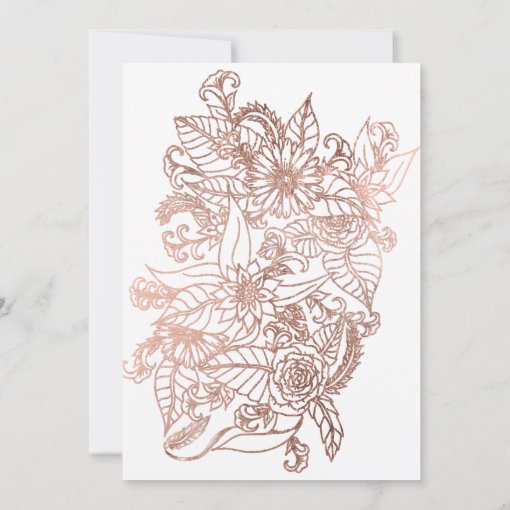 Rose Gold Typography Boho Floral Vow Renewal 3 Invitation Zazzle