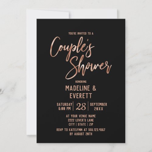 Rose Gold Typography Couples Shower Invitation
