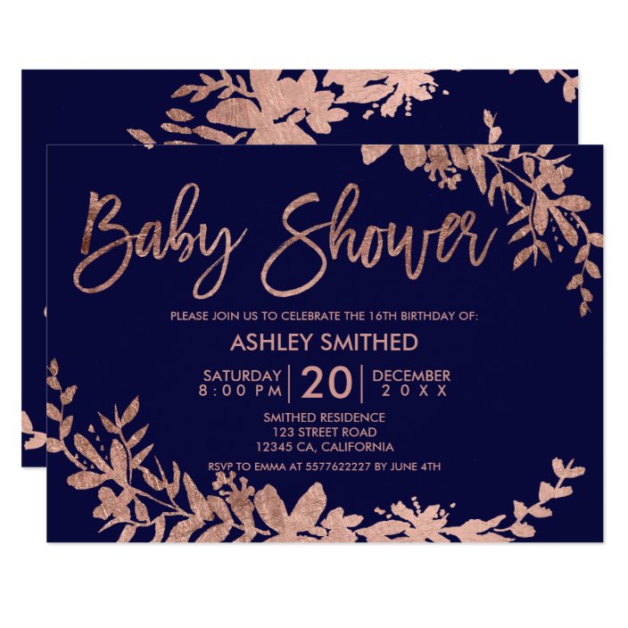 navy blue baby shower invitations