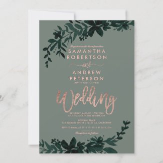 Sage Green and Gold Wedding Invite
