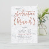 Rose gold typography marble graduation brunch invitation (Standing Front)