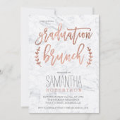 Rose gold typography marble graduation brunch invitation (Front)