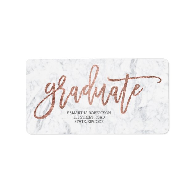 Rose Gold Typography Marble Graduation Label