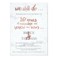 Rose gold typography marble vow renewal invitation