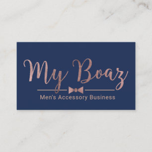 Rose Gold Typography Navy Blue Men's Accessory Business Card