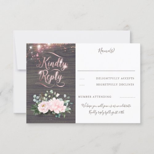 Rose Gold Typography Rustic Fall Wedding RSVP