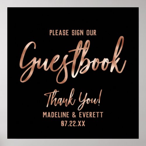 Rose Gold Typography Sign Our Guestbook Table Sign