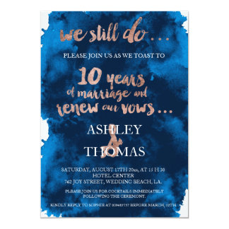Rose gold typography vow renewal 10th anniversary card