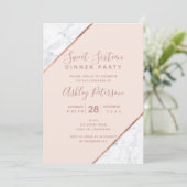 Rose gold typography white marble blush Sweet 16 Invitation (Standing Front)