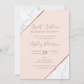 Rose gold typography white marble blush Sweet 16 Invitation (Front)