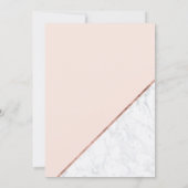 Rose gold typography white marble pink baby shower invitation (Back)