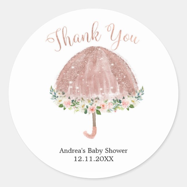 Rose Gold Umbrella April Shower Sticker (Front)