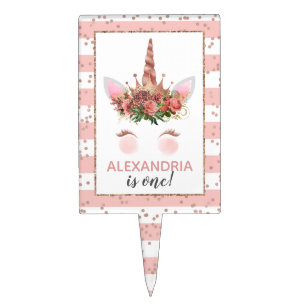Rose Gold Unicorn Princess Cake Topper