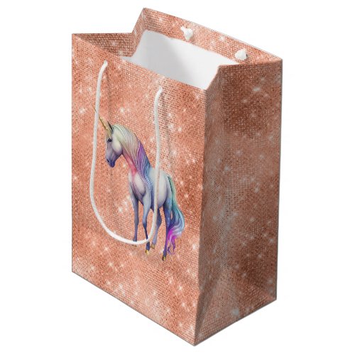 Rose Gold Unicorn Sparkle   Medium Gift Bag
