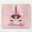Rose Gold Unicorn Sparkle Princess Monogram Name