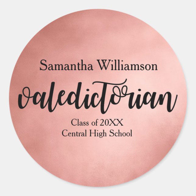 Rose Gold Valedictorian Personalized Gold Sticker (Front)