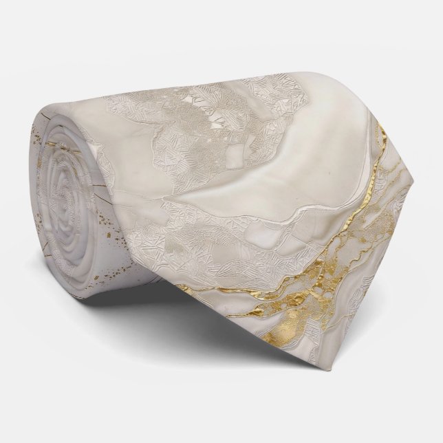 Rose Gold Vein Marble Plaster Neck Tie (Rolled)