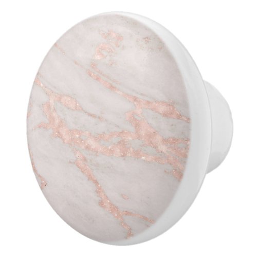 Rose Gold Veined Blush Pink Marble Ceramic Knob