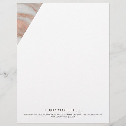 Rose gold veined marble stone business office letterhead