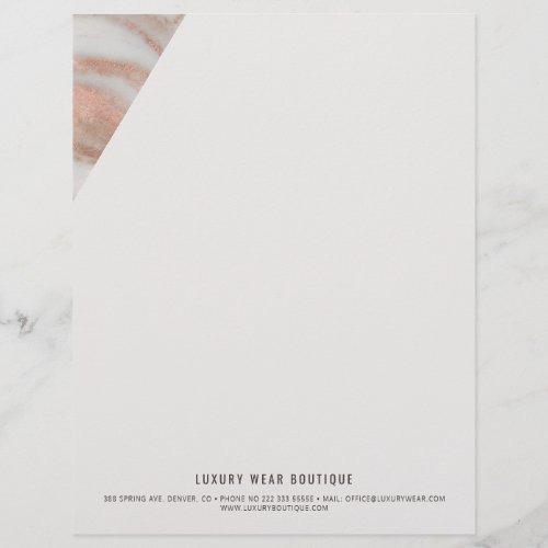 Rose gold veined marble stone business office letterhead