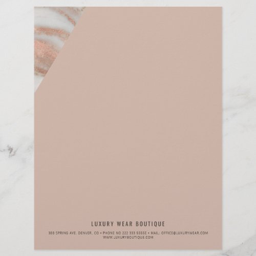 Rose gold veined marble stone business office letterhead