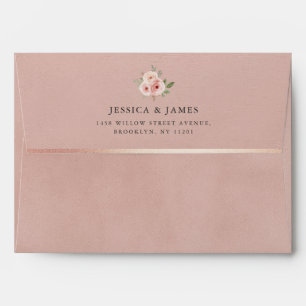 Rose Gold Velvet Texture Chic Wedding Envelope