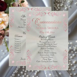 Rose Gold Vintage Border Quinceanera- Pastel Green Program
