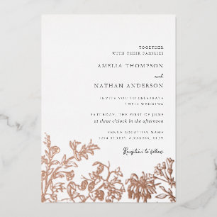 Rose Gold Vintage Floral Elegant Wedding Foil Invitation