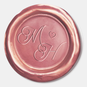 Rose Gold Vintage Initials Custom Wedding Favor Classic Round Sticker
