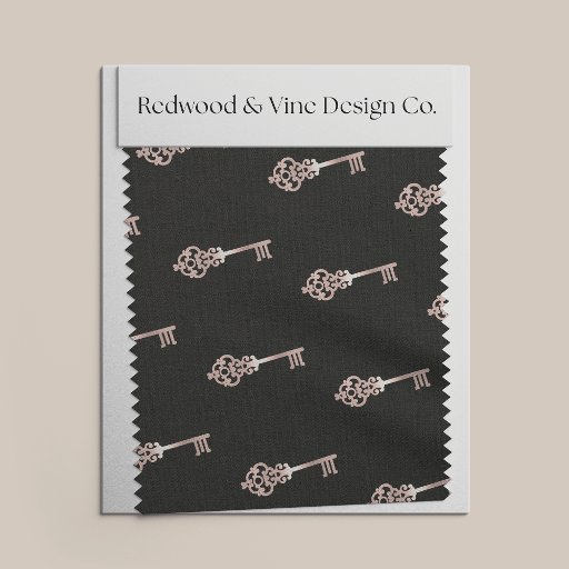 Rose Gold | Vintage Key Pattern Fabric