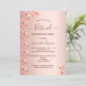 Rose gold virtual birthday party fall florals invitation (Standing Front)