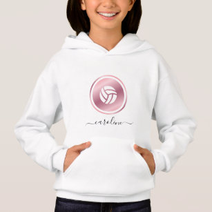 Rose Gold Volleyball Cute Girly Name Sport Theme Hoodie