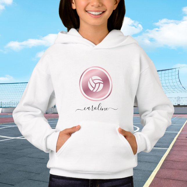 Rose Gold Volleyball Cute Girly Name Sport Theme Hoodie (Creator Uploaded)