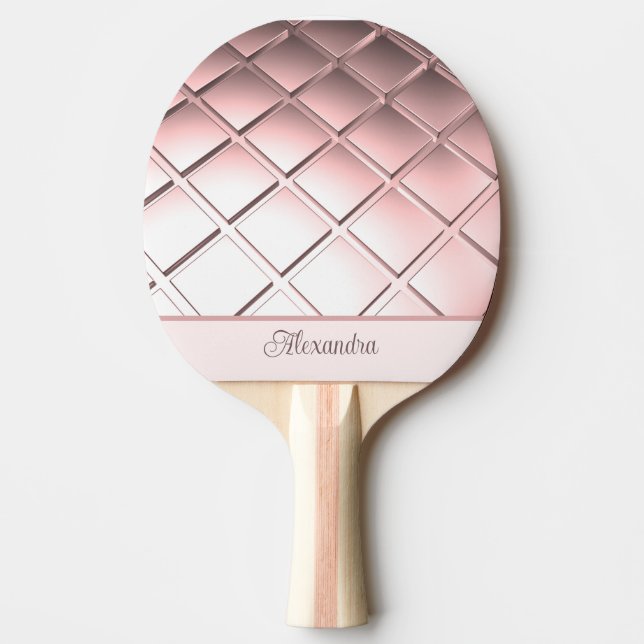 Rose Gold Waffle Personalized Ping Pong Paddle (Front)